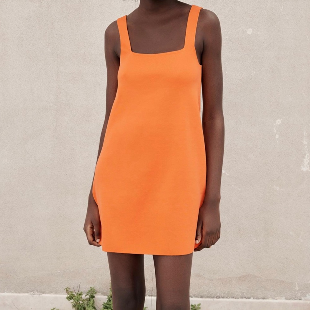 Zara orange knit dress